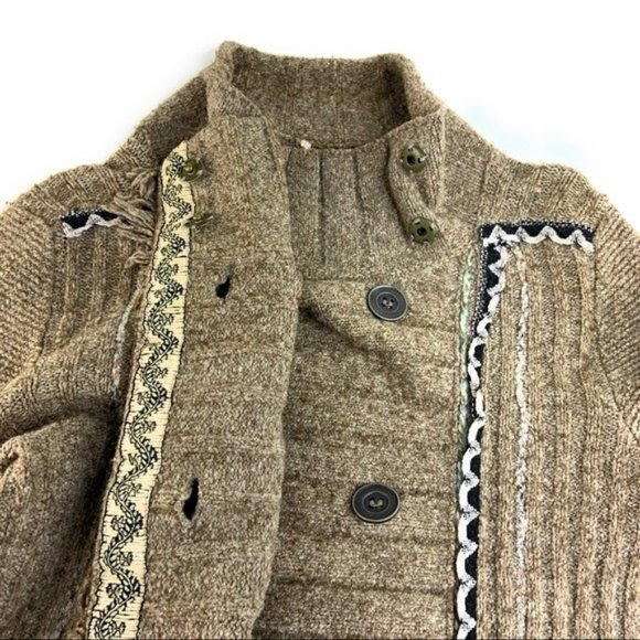 Free People Teddy Bear Sweater Jacket Double Breasted - Picture 5 of 7